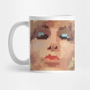 Blonde Girl Blows a Kiss (Pixel Art) Retro Women Merch Mug